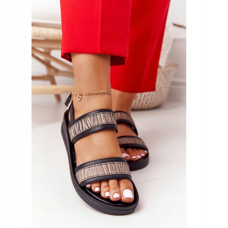 Sandalias Cuña Piel Laura Messi 2232 Negro beige 5