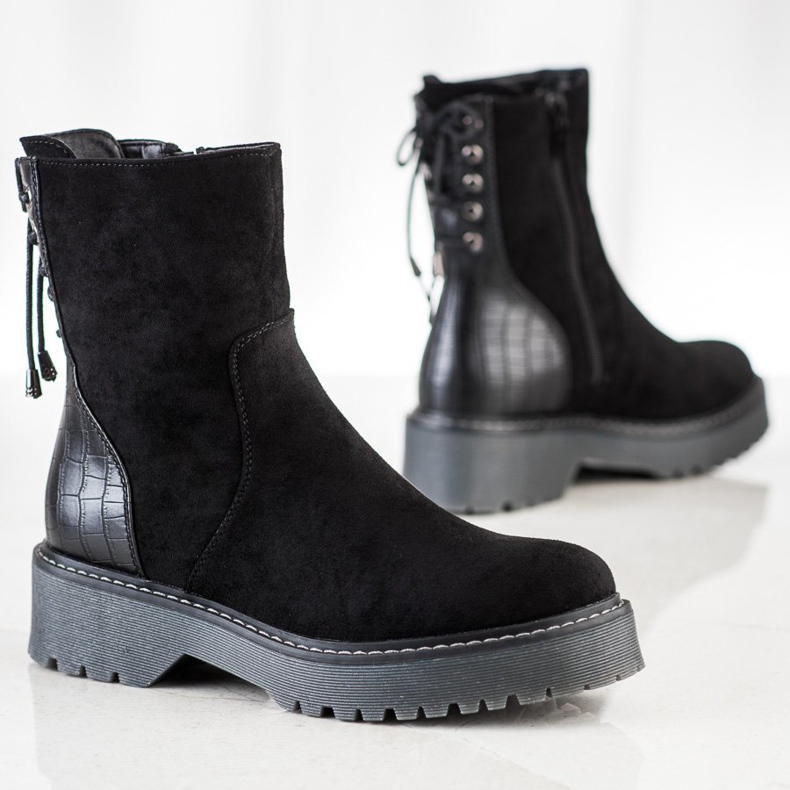 J. Star Trabajadores de gamuza con encuadernación negro 1 J. Star Trabajadores de gamuza con encuadernación negro 1