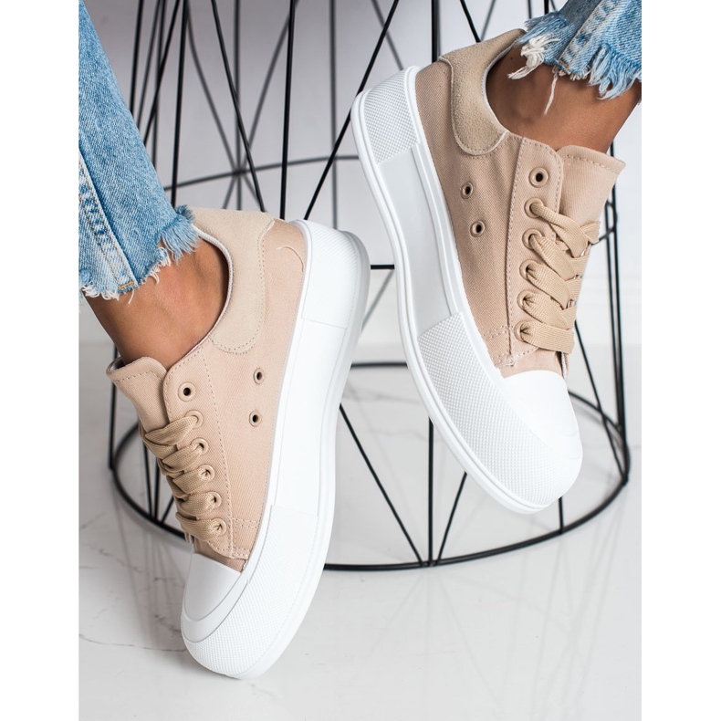 Goodin Zapatillas clásicas en la plataforma beige 1