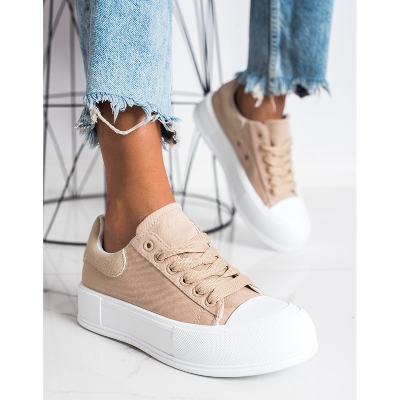 Goodin Zapatillas clásicas en la plataforma beige 2