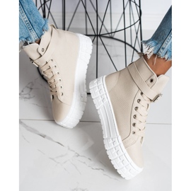 Goodin Zapatillas en la plataforma con bolsillo beige 2