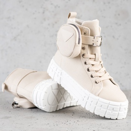 Goodin Zapatillas en la plataforma con bolsillo beige 1