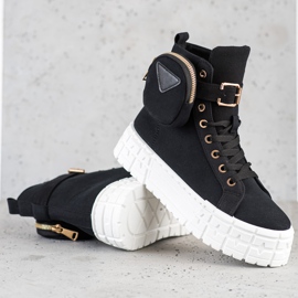 Goodin Zapatillas en plataforma con bolsillo negro 1