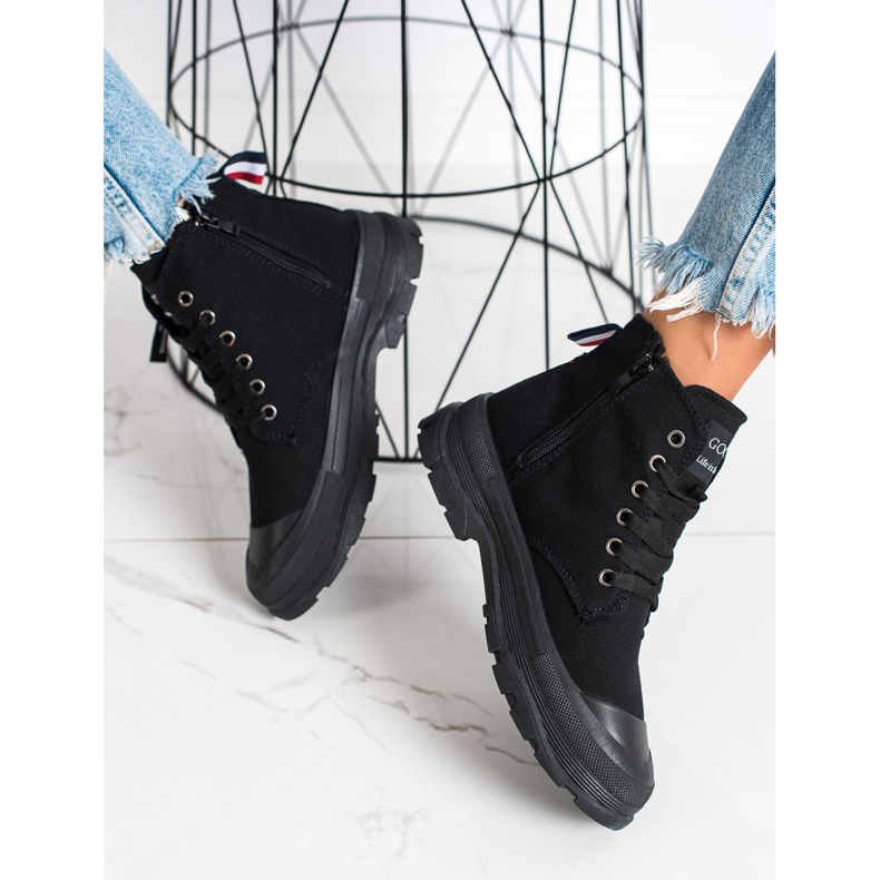 Goodin Zapatillas con cremallera decorativa negro 1