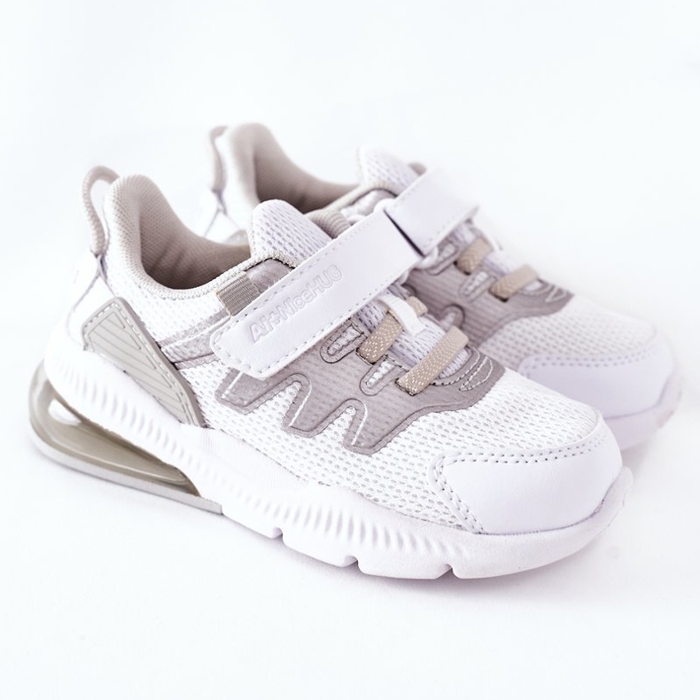 Zapatillas Deportivas Infantiles Con Velcro ABCKIDS Blanco-Plata 2