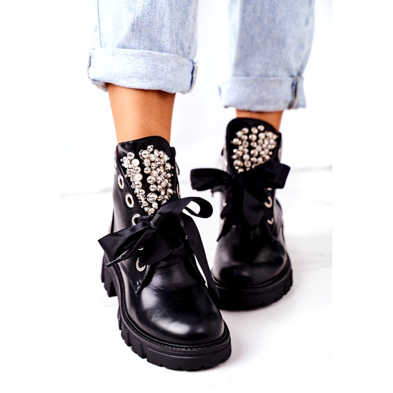 PS1 Trabajadores cálidos con perlas de metal negro Perla 4