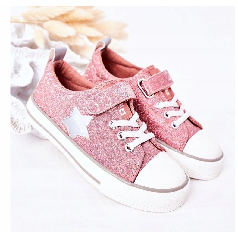 Zapatillas Infantiles Con Velcro Big Star HH374027 Rosa rosado plata 2