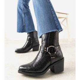 Botas de vaquero negras con estampado de piel de cocodrilo Haley negro 2