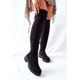 PS1 Botas sobre la rodilla de ante negras Selina negro 2