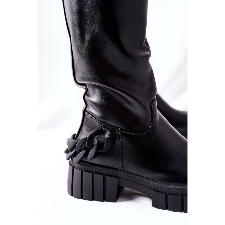 Botas altas negras con desmontaje de cadenas negro 1
