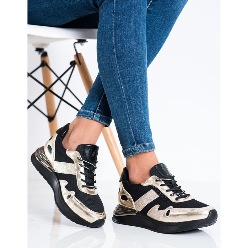Zapatillas VINCEZA Glitter negro dorado 2