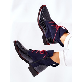 Alberto Violli Botines Piel Estampado Cocodrilo Azul Marino Bruselle rojo 5