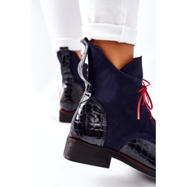 Alberto Violli Botines Piel Estampado Cocodrilo Azul Marino Bruselle rojo 7
