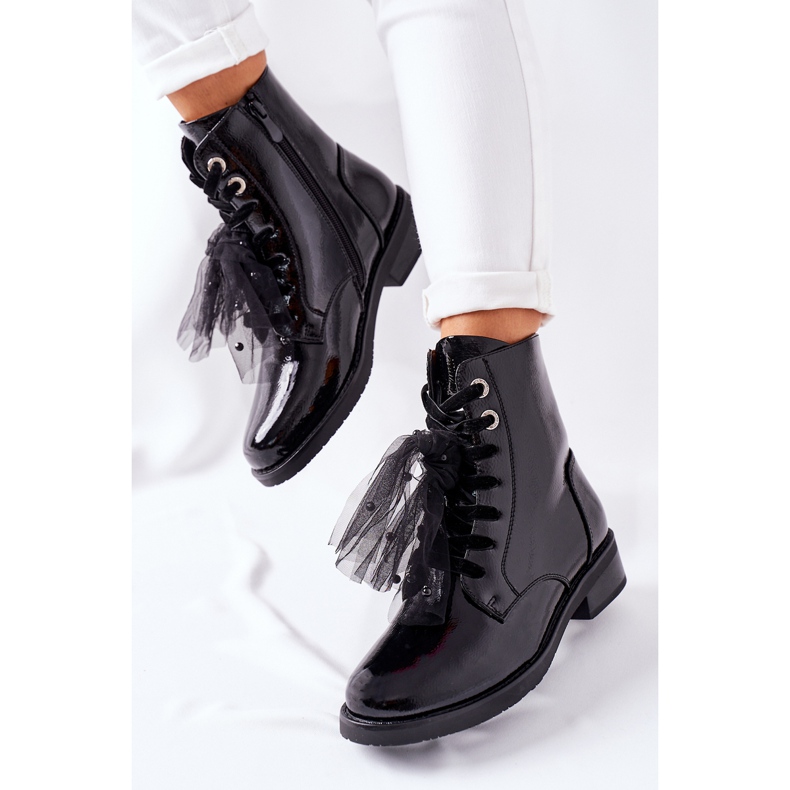 S.Barski Botas clásicas de mujer lacadas en negro cálido La Grotta 2