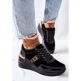 S.Barski Zapatillas de Mujer con Cuña en Piel Negra Montessori negro 3