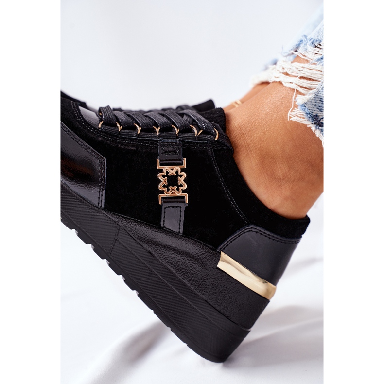 S.Barski Zapatillas de Mujer con Cuña en Piel Negra Montessori negro 1