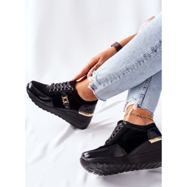 S.Barski Zapatillas de Mujer con Cuña en Piel Negra Montessori negro 5