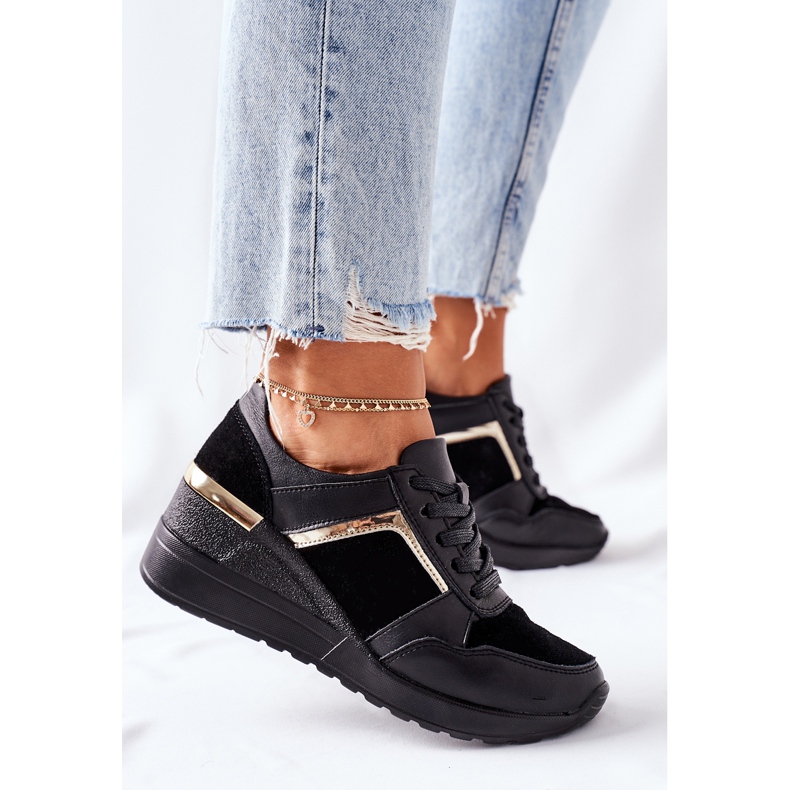 S.Barski Zapatillas de Mujer en Piel con Cuña Negra Manitoba negro 1