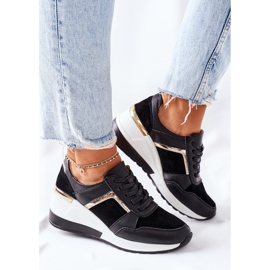 S.Barski Zapatillas Mujer Piel Cuña Negro Blanco Manitoba 2
