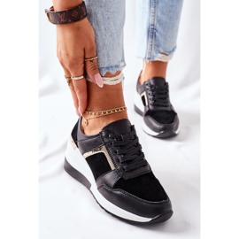 S.Barski Zapatillas Mujer Piel Cuña Negro Blanco Manitoba 1