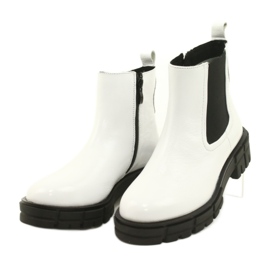 Caprice Botas pintadas de cuero blanco para mujeres 9-25461-27 122 3