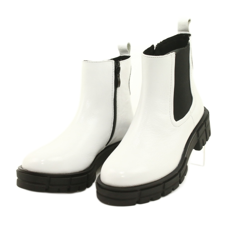 Caprice Botas pintadas de cuero blanco para mujeres 9-25461-27 122 3