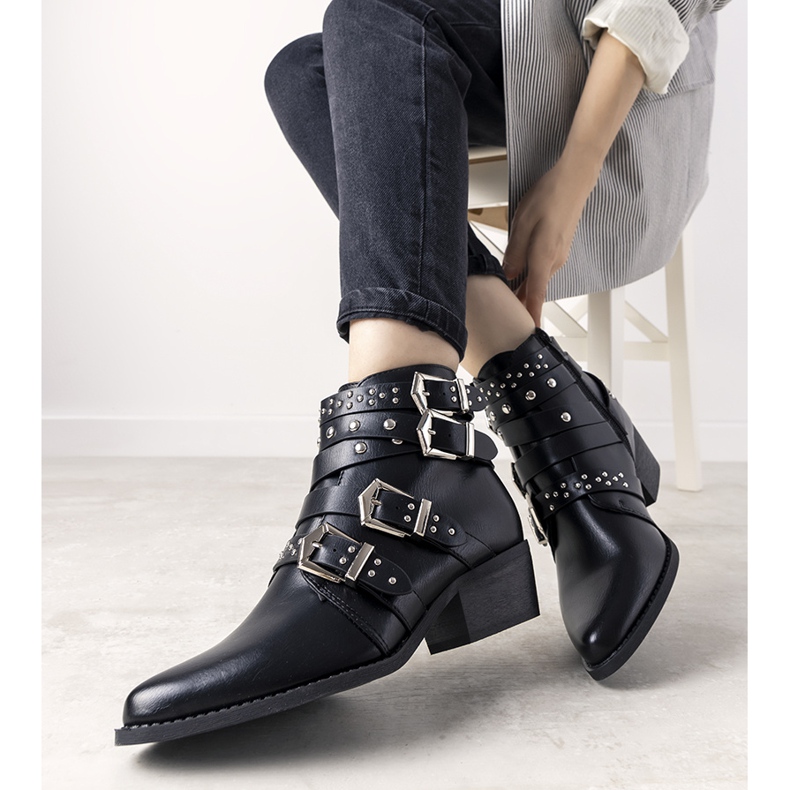 Bota cowboy negra con rayas Ergost negro 1