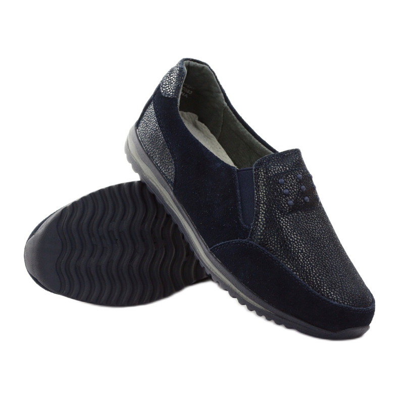 Deportiva mujer slip-on DK cuero azul marino 3