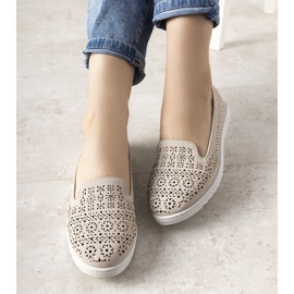 Mocasines beige con estampado Catwalk calado 1