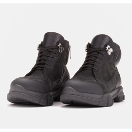 Marco Shoes Botas de trekking de piel natural negro 4