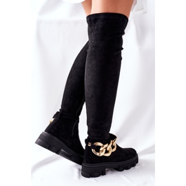 PB1 Botas sobre la rodilla de ante negras de Auckland negro 1