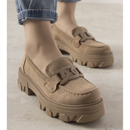 Mocasines beige sobre suela alta Perla 3