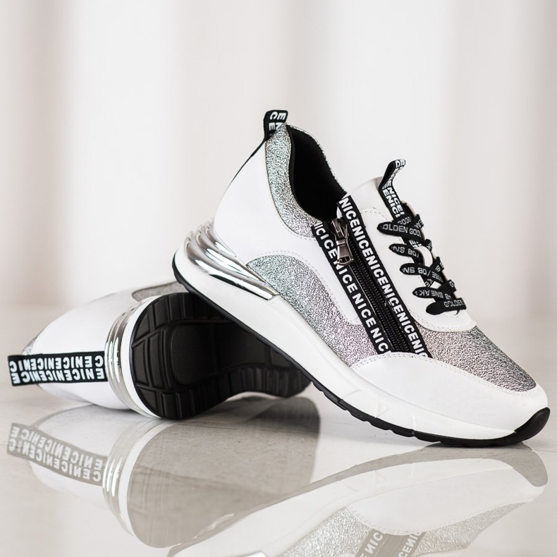 Zapatillas VINCEZA con Cremallera blanco gris 1