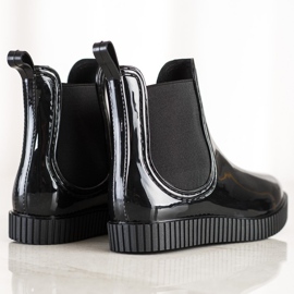 SHELOVET Chanclos lacados en la plataforma negro 5