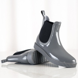 SHELOVET Chanclos lacados en la plataforma gris 1