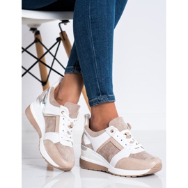 Zapatillas VINCEZA casual beige blanco marrón 2
