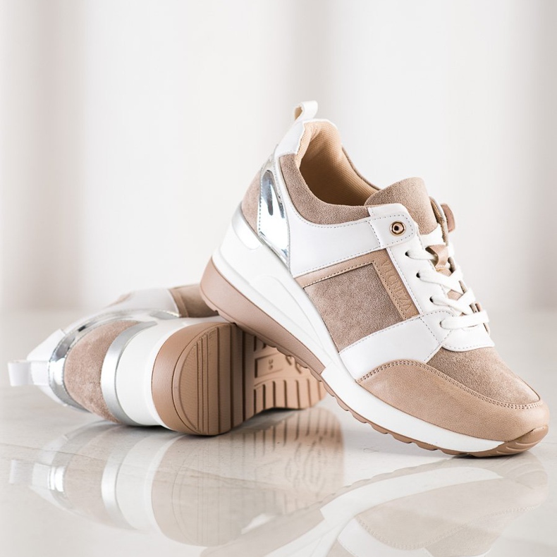 Zapatillas VINCEZA casual beige blanco marrón 1