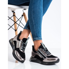 Zapatillas VINCEZA con Cremallera negro dorado 3