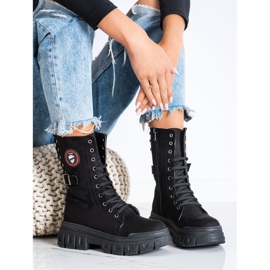 SHELOVET Botas de gamuza en la plataforma negro 2