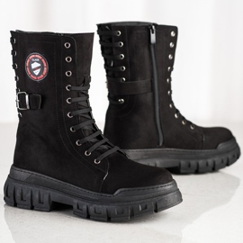SHELOVET Botas de gamuza en la plataforma negro 1 SHELOVET Botas de gamuza en la plataforma negro 1