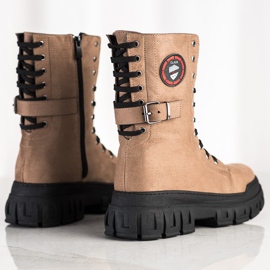 SHELOVET Botas de gamuza en la plataforma marrón 2