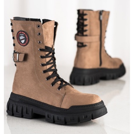 SHELOVET Botas de gamuza en la plataforma marrón 3