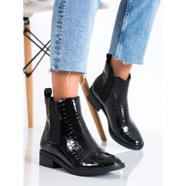 Goodin Botas Jodhpur lacadas con estampado de serpiente negro 2 Goodin Botas Jodhpur lacadas con estampado de serpiente negro 2