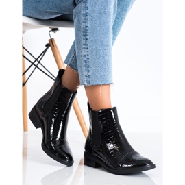 Goodin Botas Jodhpur lacadas con estampado de serpiente negro 3