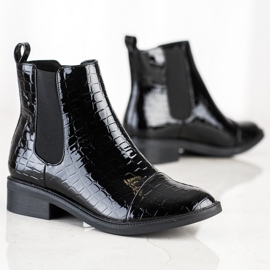 Goodin Botas Jodhpur lacadas con estampado de serpiente negro 1 Goodin Botas Jodhpur lacadas con estampado de serpiente negro 1