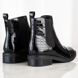 Goodin Botas Jodhpur lacadas con estampado de serpiente negro 4
