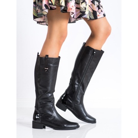 SHELOVET Botas clásicas con cuero ecológico negro 2