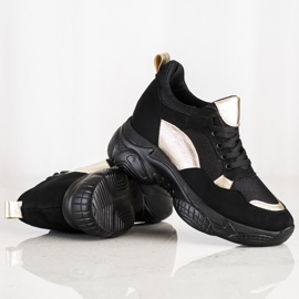 SHELOVET Cómodas zapatillas NEGRAS y ORO negro dorado 2