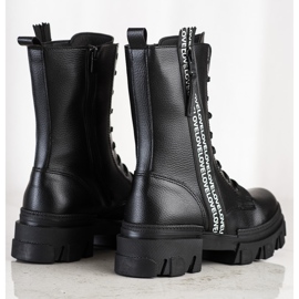 SHELOVET Botas con amor de cuero ecológico negro 4