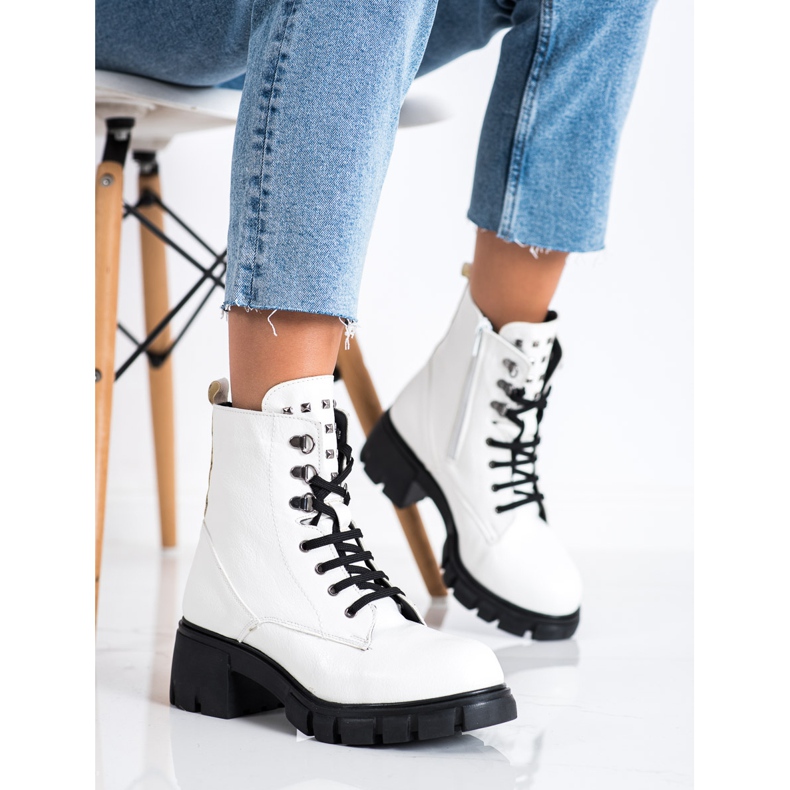 SHELOVET Trabajadores de moda con tachuelas blanco 2